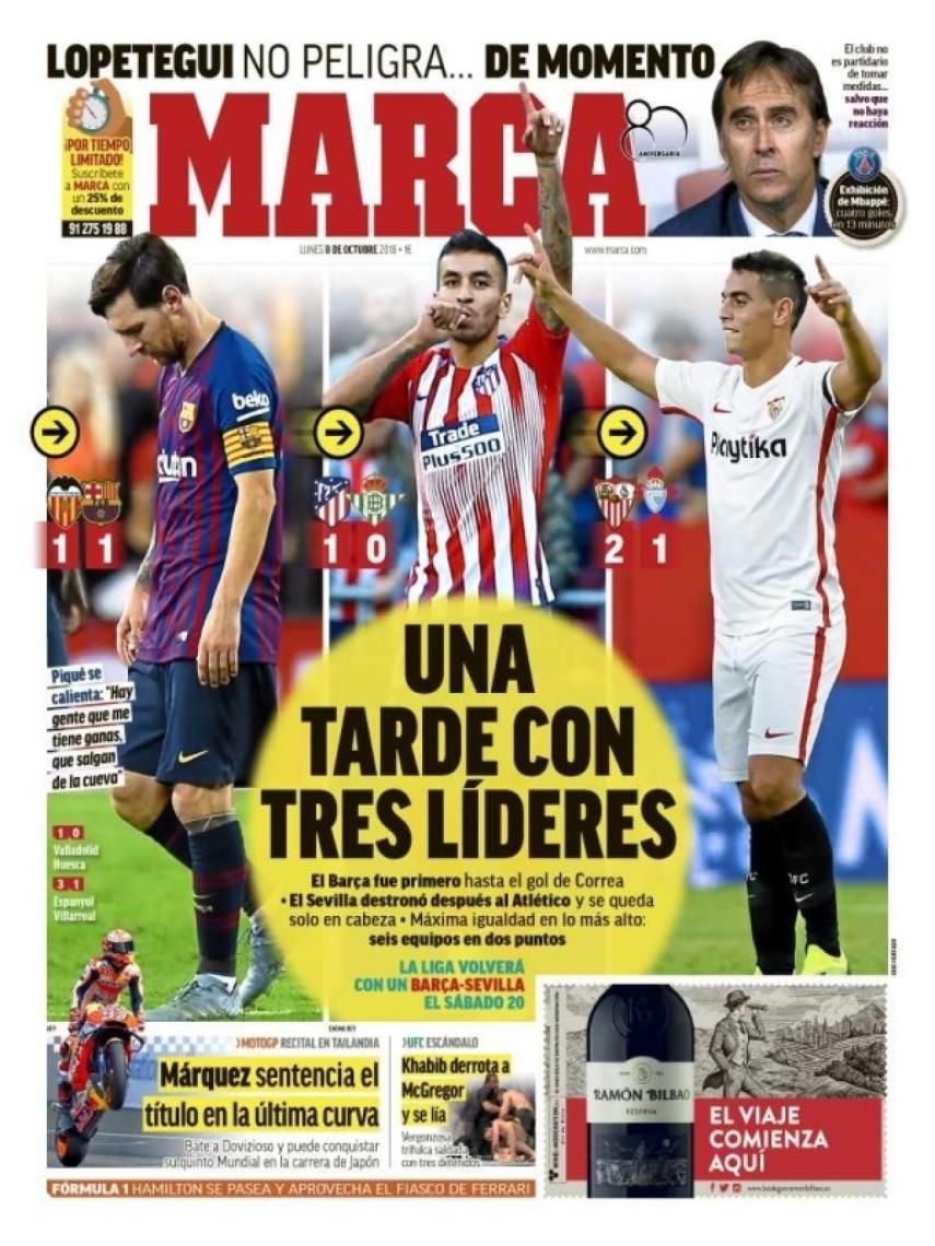 La portada del diario MARCA (08/10/2018)