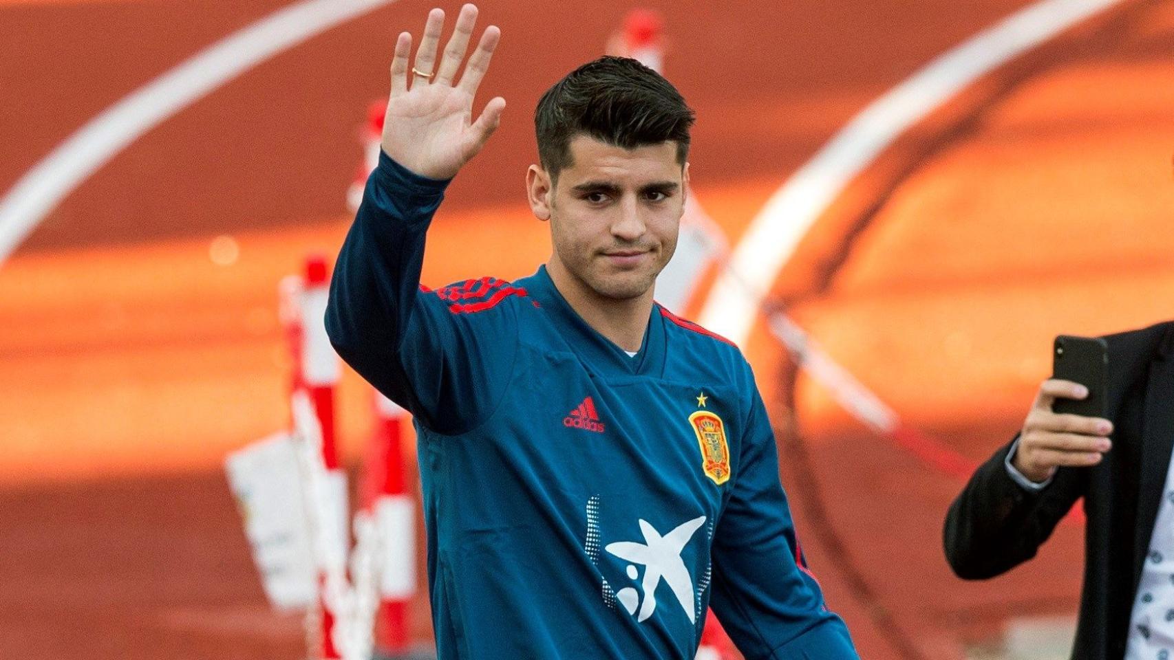 Morata, en un entrenamiento de la Selección