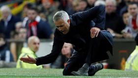 Mourinho celebrando uno de los goles del Manchester United