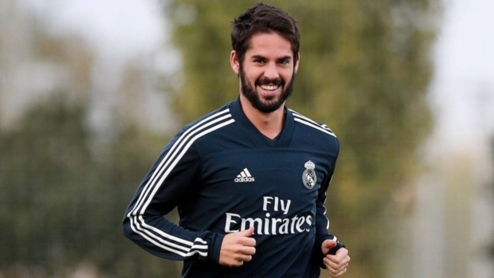 Isco, en un entrenamiento del Real Madrid