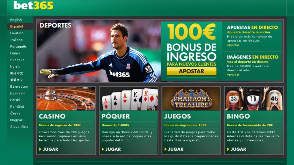 Imagen de una página de apuestas online.