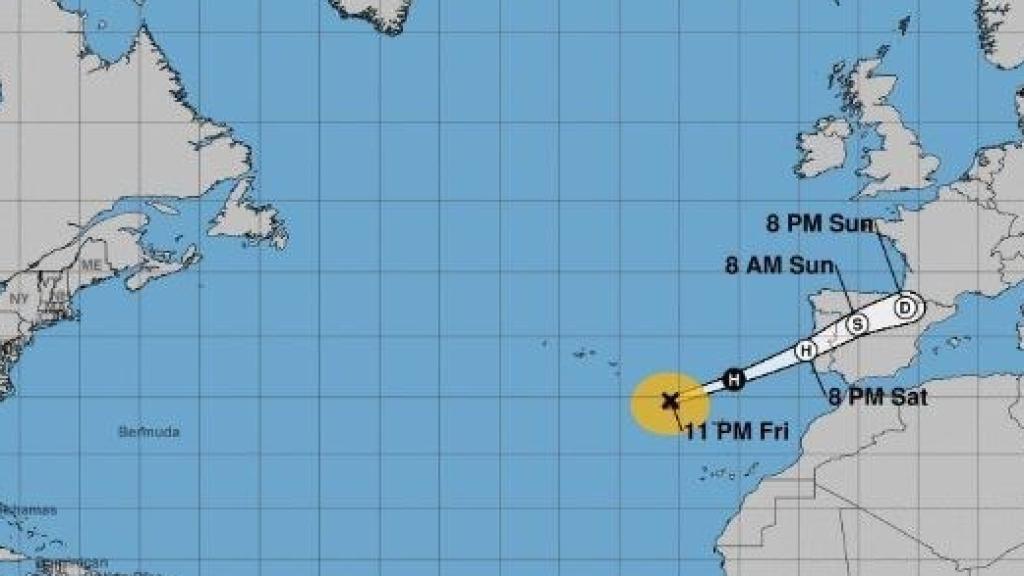 El ciclón tropical Leslie  tocará tierra cerca de Lisboa y se despazará por el interior de la península hacia el nordeste