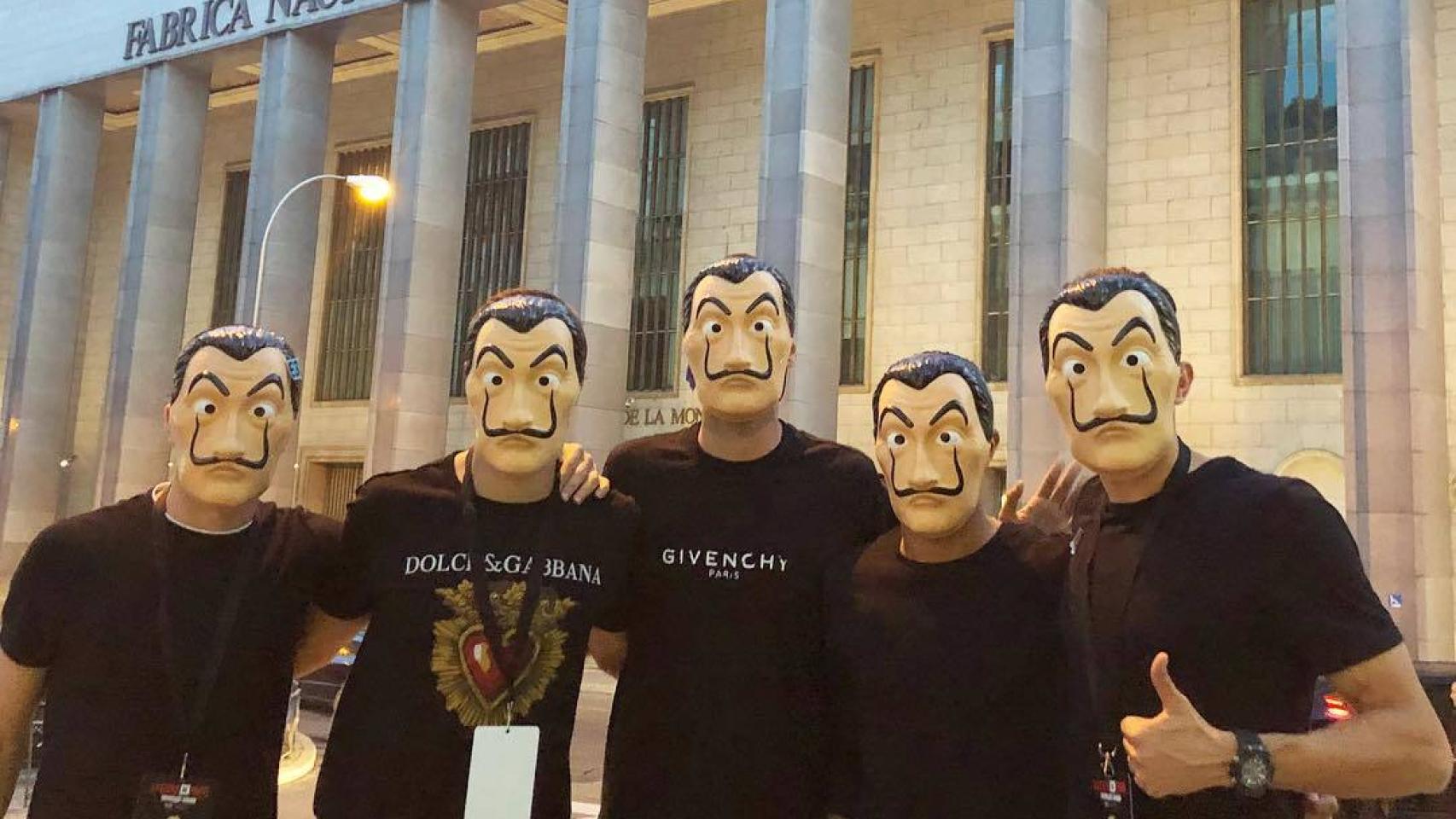 Los jugadores de la Selección tras completar el escape room.