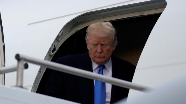 Donald Trump, a su llegada a  Lexington ( Kentucky).