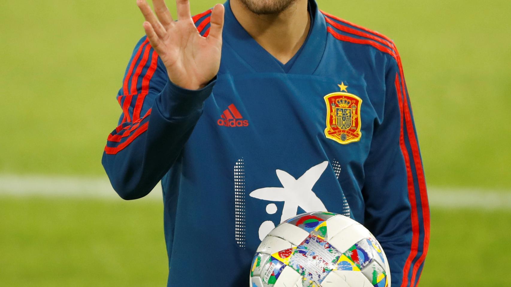 Ceballos, durante un entrenamiento de la Selección