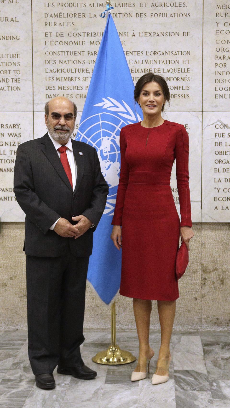 La reina Letizia en la Sede de la FAO en Roma.