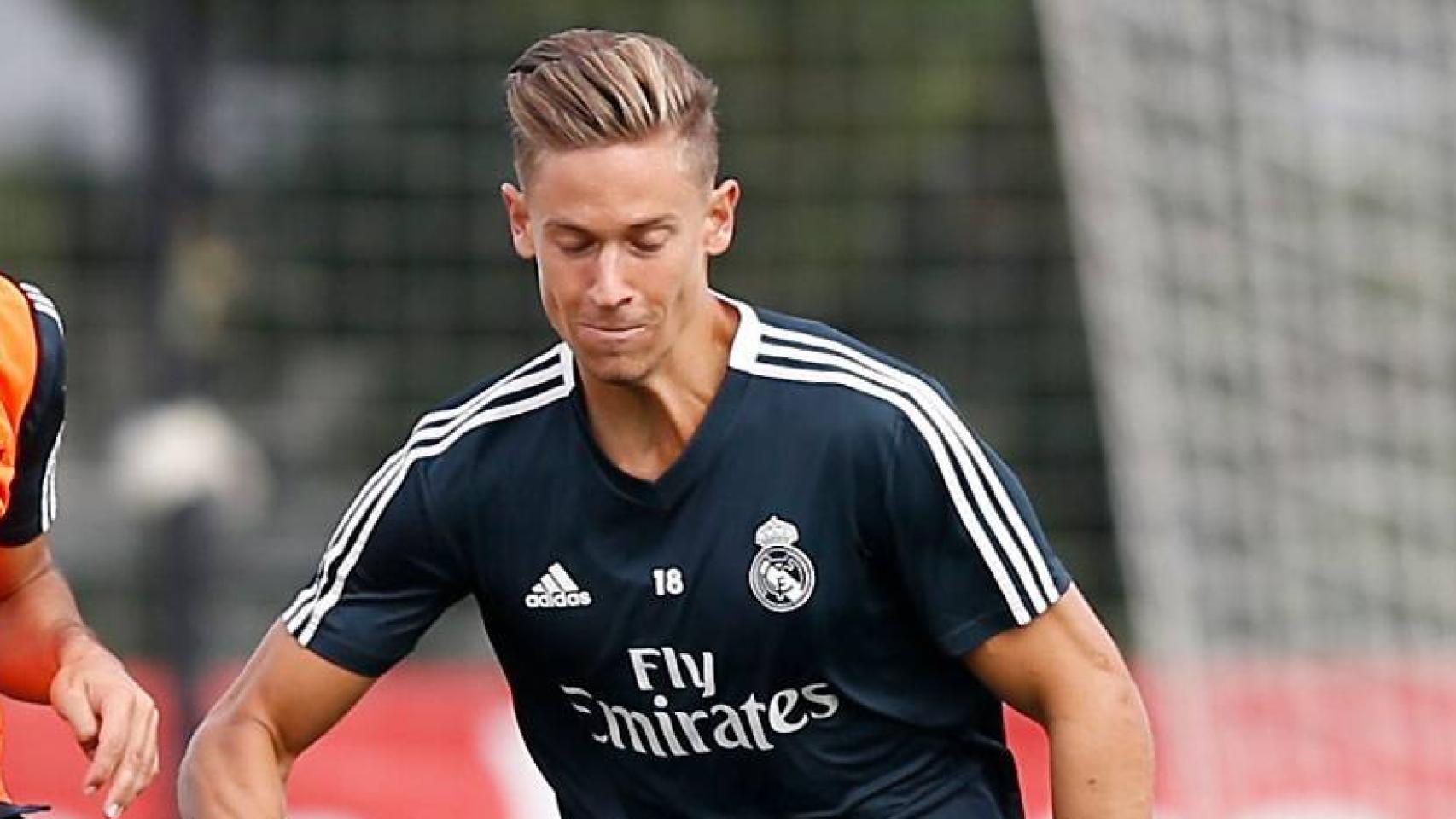 Marcos Llorente, durante el entrenamiento del Real Madrid