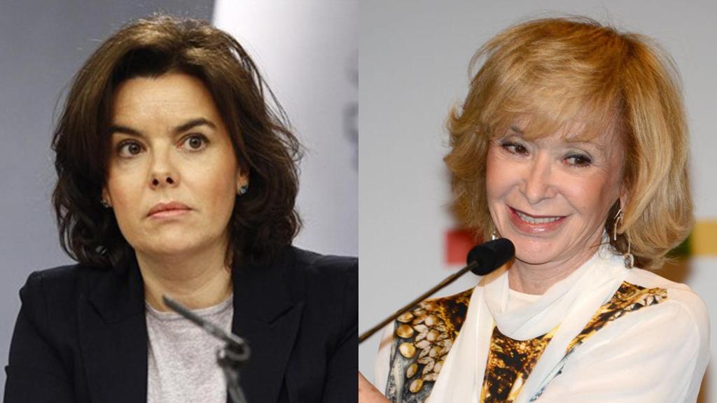 Las dos exvicepresidentas, Soraya Sáenz de Santamaría (i) y María Teresa Fernández de la Vega.