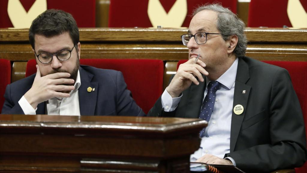 El presidente de la Generalitat de Cataluña, Quim Torra, y su vicepresidente, Pere Aragonès.