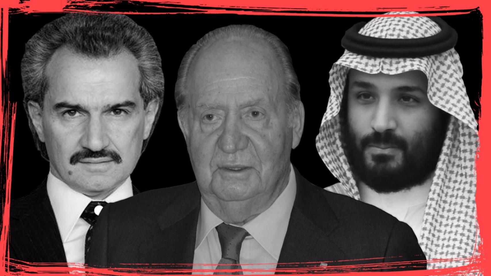 De izquierda a derecha, el príncipe saudí Al Waleed bin Talal bin Abdulaziz al Saud, quien estuvo acusado de violación; el rey emérito Juan Carlos I, y el heredero al trono de Arabia Saudí y actual ministro de Defensa, Mohamed bin Salman.