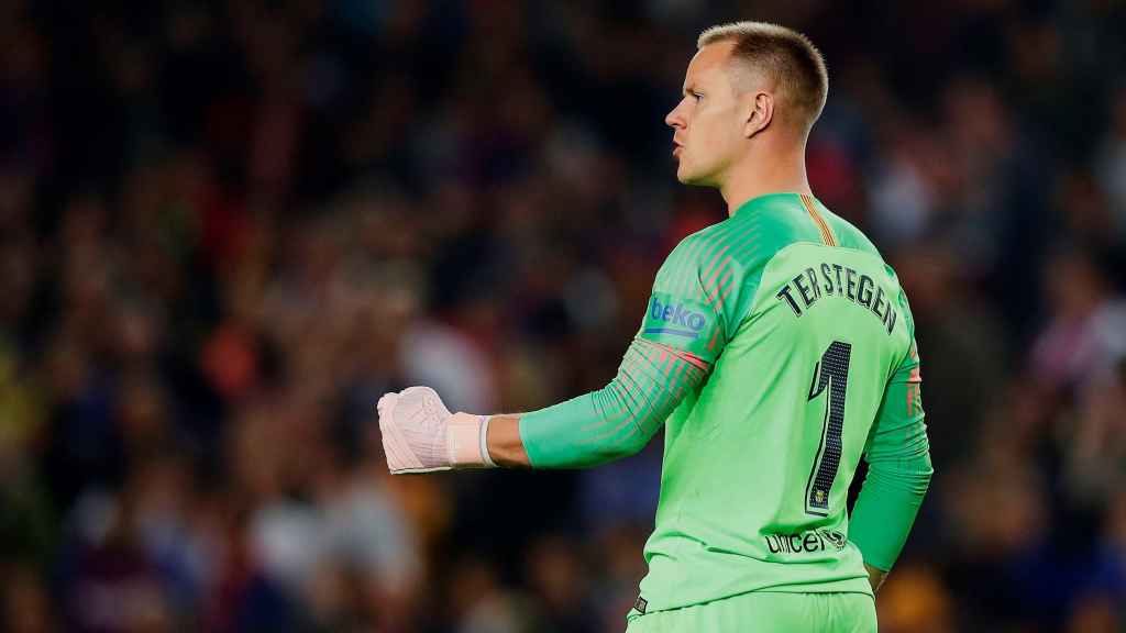 Ter Stegen, en un partido con el Barça