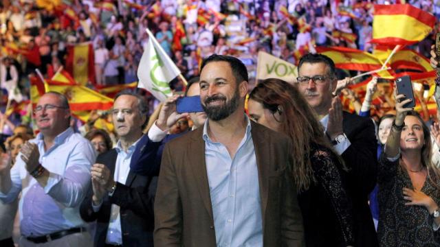 Santiago Abascal, en el acto de Vox celebrado en el palacio Vistalegre de Madrid.