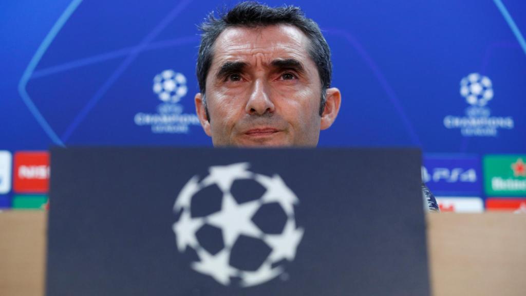 Ernesto Valverde, en rueda de prensa previa de un partido del Barcelona en Champions