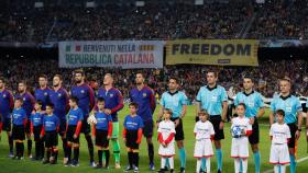 Pancarta independentista en el partido de Champions ante el Inter