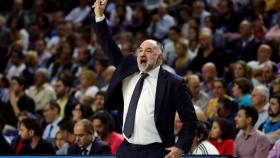 Pablo Laso durante el partido del Buducnost