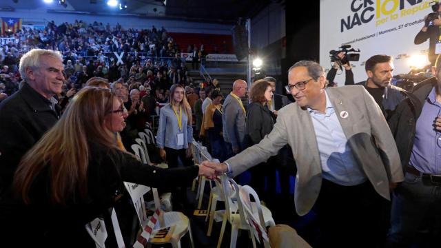 El presidente de la Genralitat, Quim Torra, a su llegada al acto de Manresa.