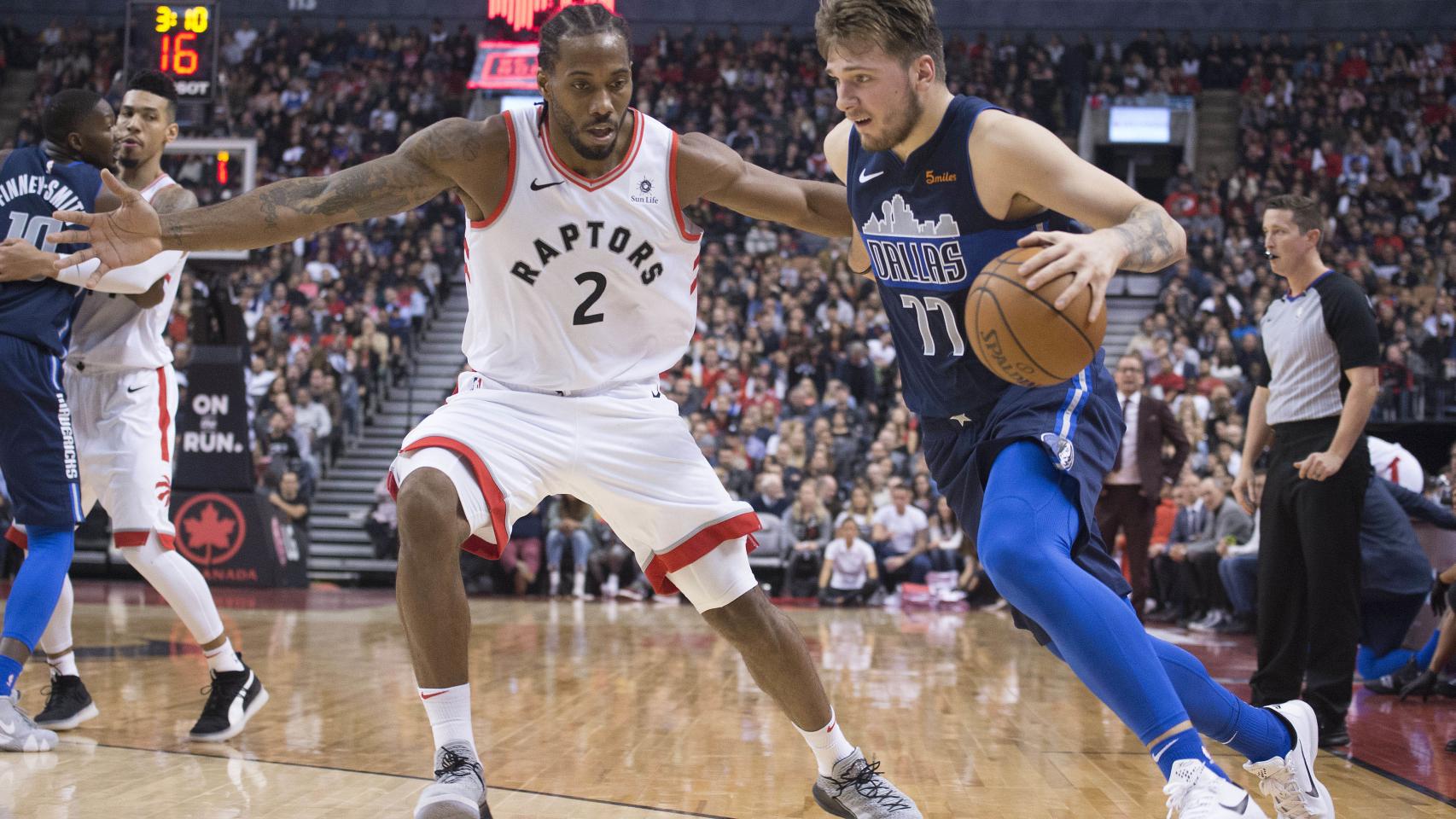 Doncic contra Kawhi Leonard, jugador de Toronto Raptors