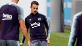 Denis Suárez, entrenando con el Barcelona. Foto: Twitter (@DenisSuarez6)