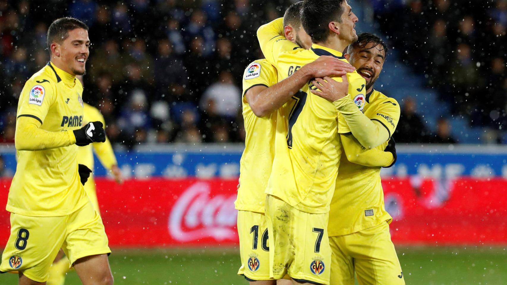 Los jugadores del Villarreal celebrando un gol