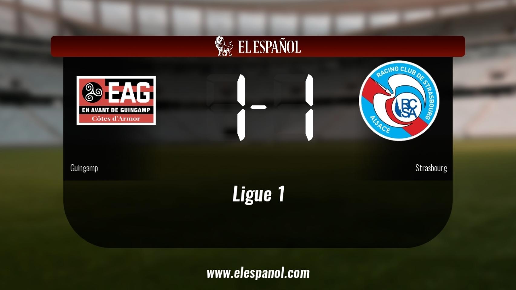 Reparto de puntos entre el Guingamp y el Strasbourg, el marcador final fue 1-1