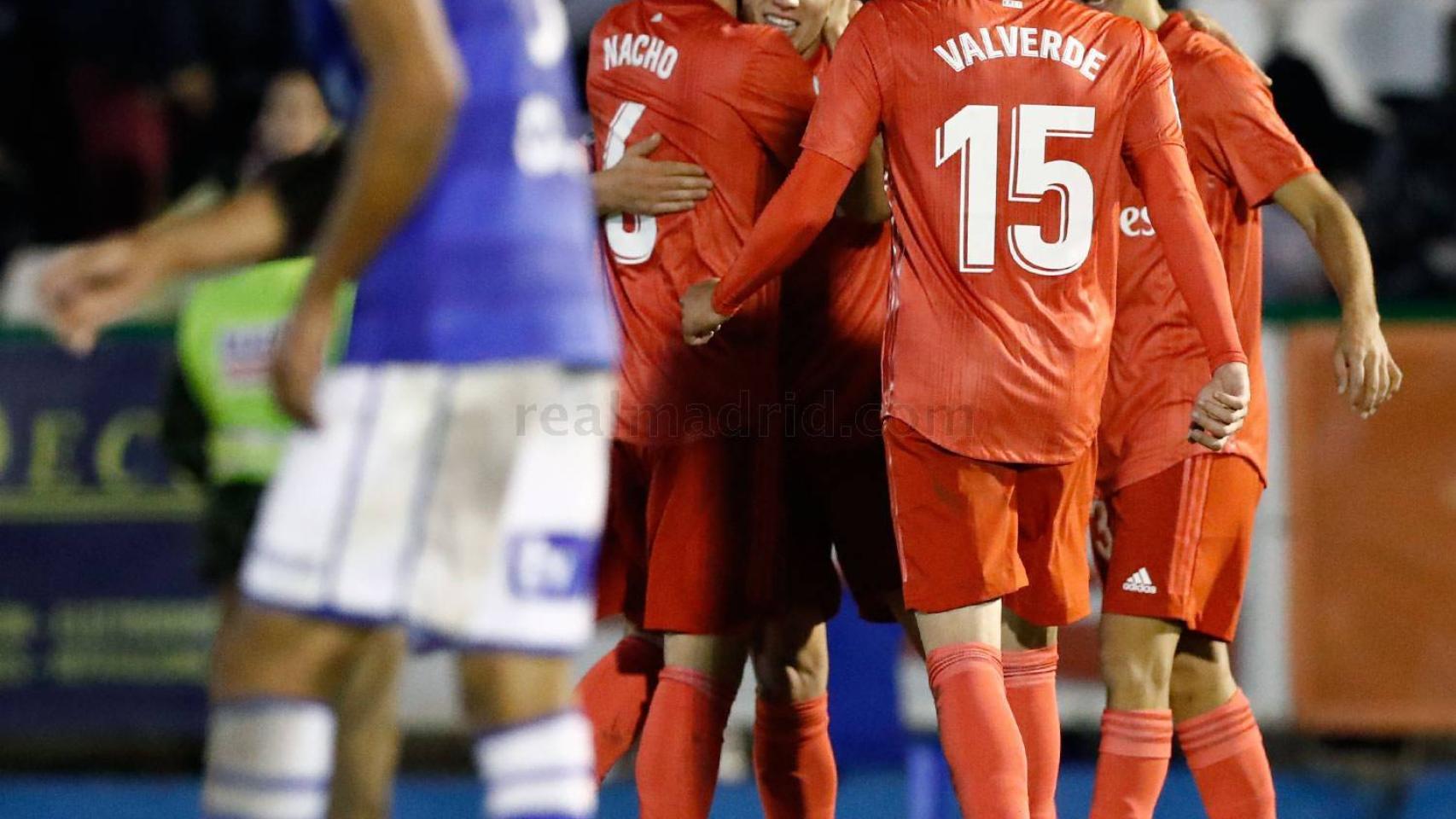 Cristo celebra su primer gol con el Real Madrid