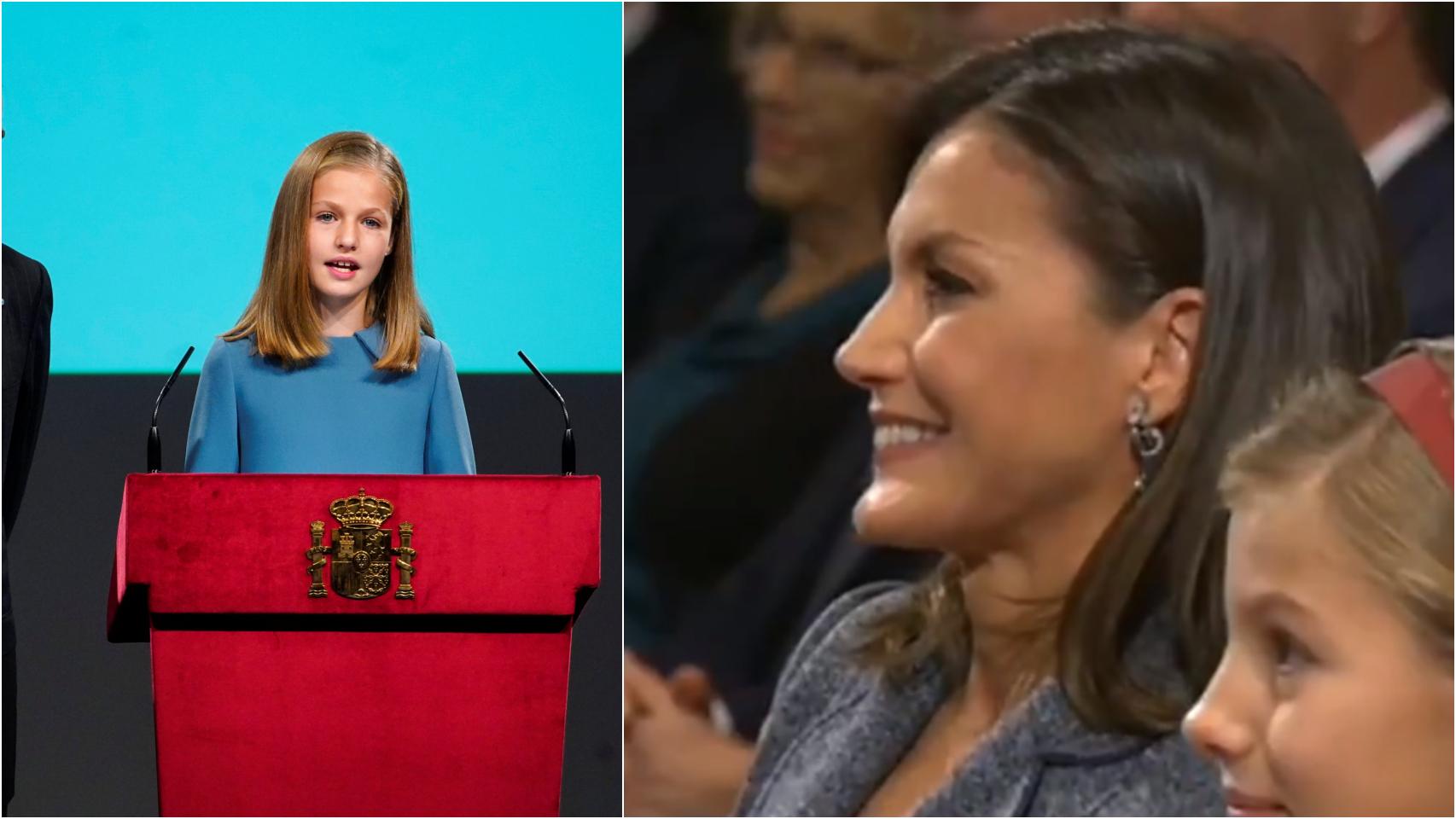 La reina Letizia mira, emocionada, a su hija Leonor.