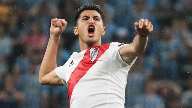 Exequiel Palacios durante el partido Gremio - River Plate