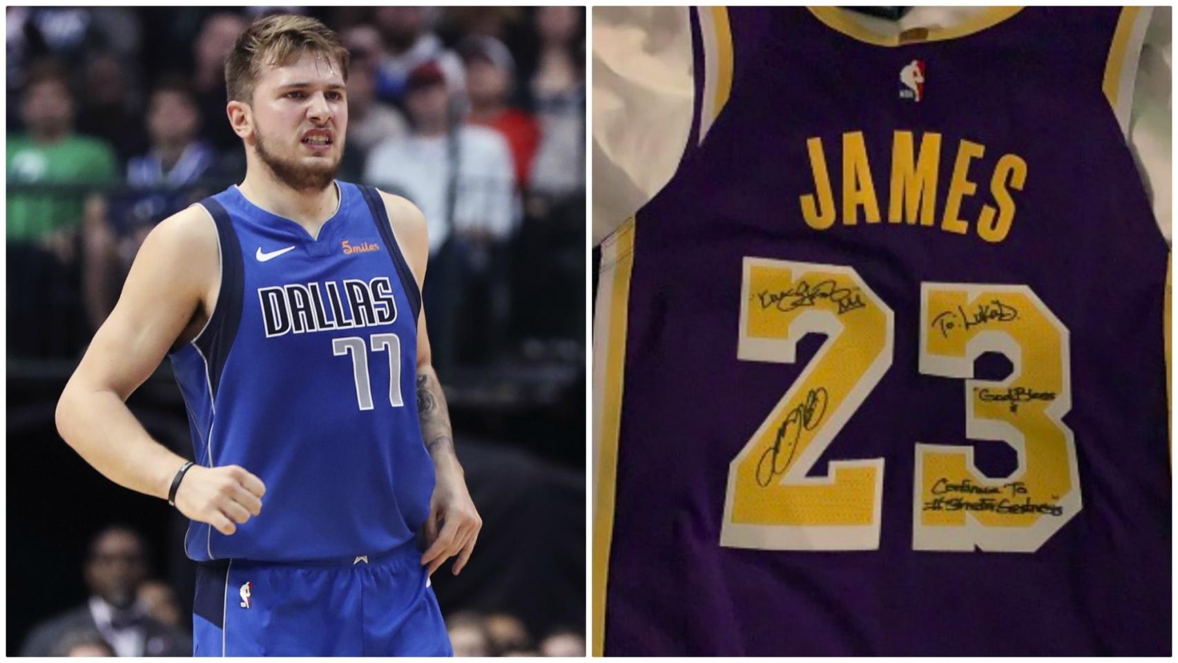 Doncic y su camiseta de LeBron James firmada