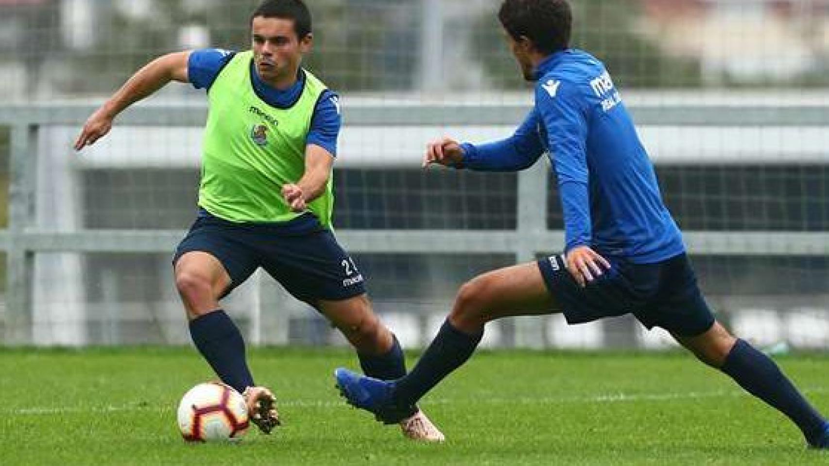 Luca Sangalli, entrenando con la Real Sociedad. Foto: realsociedad.eus