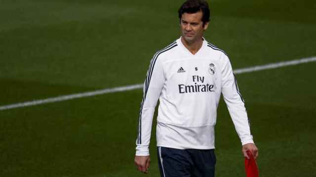 Solari, en un entrenamiento del Real Madrid