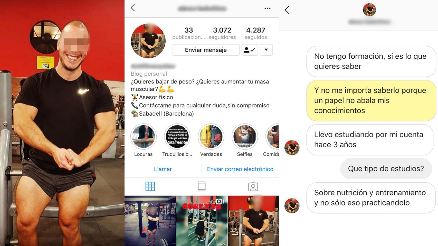 Uno de los asesores nutricionales de Instagram que mandaban dietas de forma ilegal.