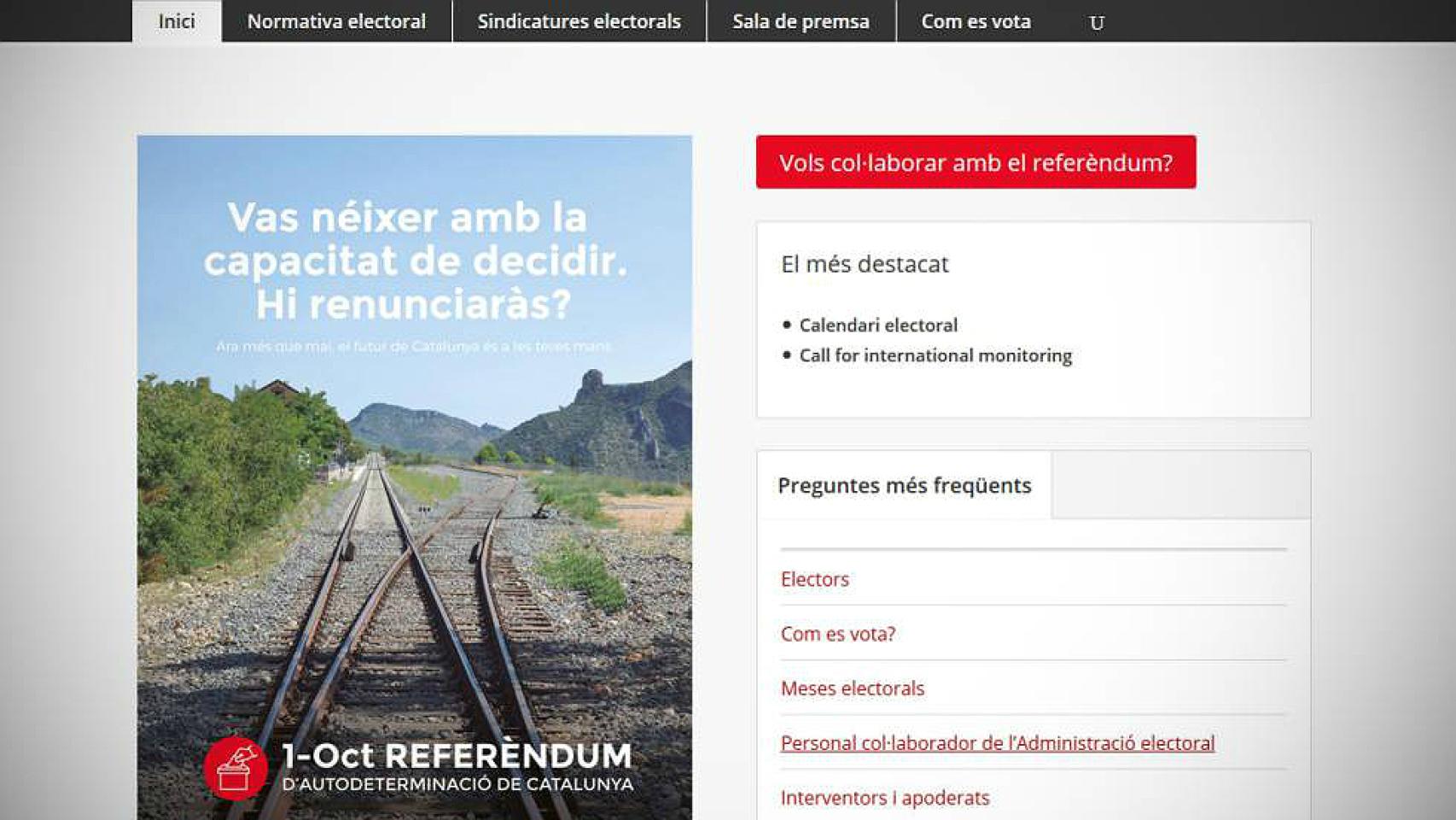 Web del referéndum ilegal de independencia de Cataluña.