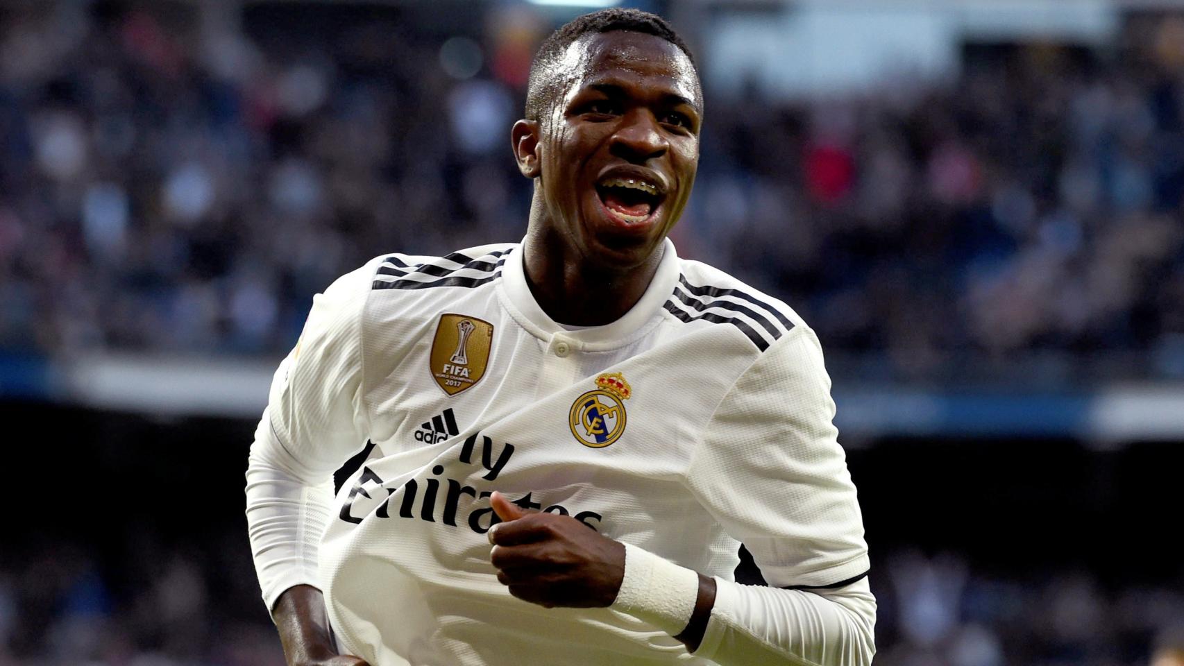 Vinicius celebra el primer gol al Valladolid