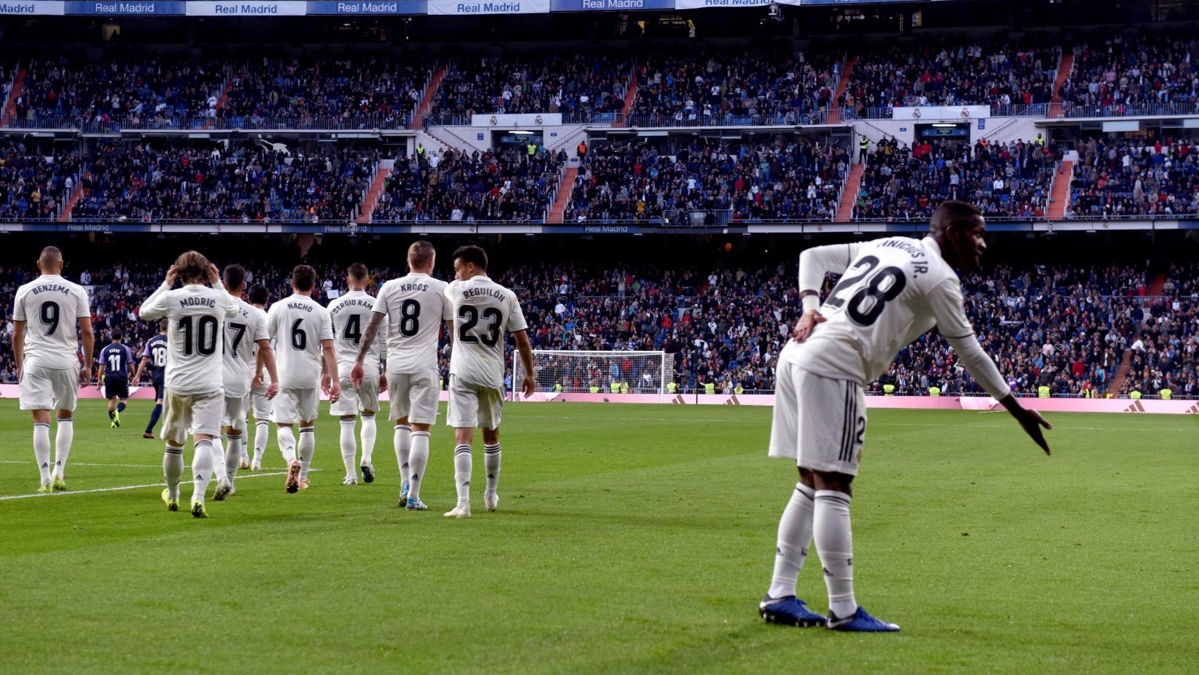 Vinicius Júnior, tras el primer gol de su equipo ante el Real Valladolid