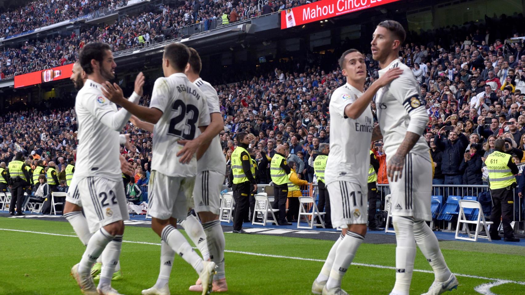 Sergio Ramos celebra el segundo gol de su equipo ante el Real Valladolid