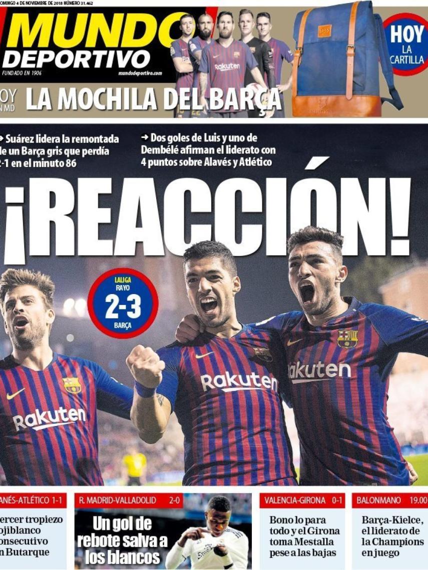 La portada del diario Mundo Deportivo (04/11/2018)