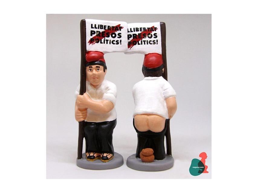 Caganer de un manifestante con una pancarta por la libertad de los presos políticos.