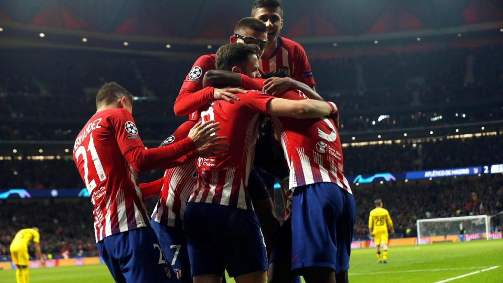 Los jugadores del Atlético de Madrid celebrando un gol