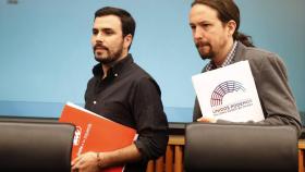 Alberto Garzón y Pablo Iglesias, líderes de Unidos Podemos.