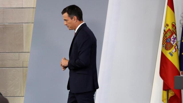 Pedro Sánchez, presidente del Gobierno, este miércoles en el Palacio de la Moncloa.