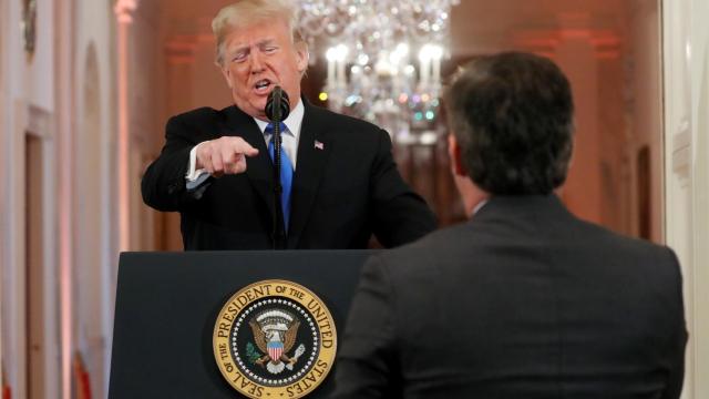 Trump durante su comparecencia de prensa en la Casa Blanca.