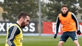 Carvajal y Fede Valverde, en un entrenamiento del Real Madrid