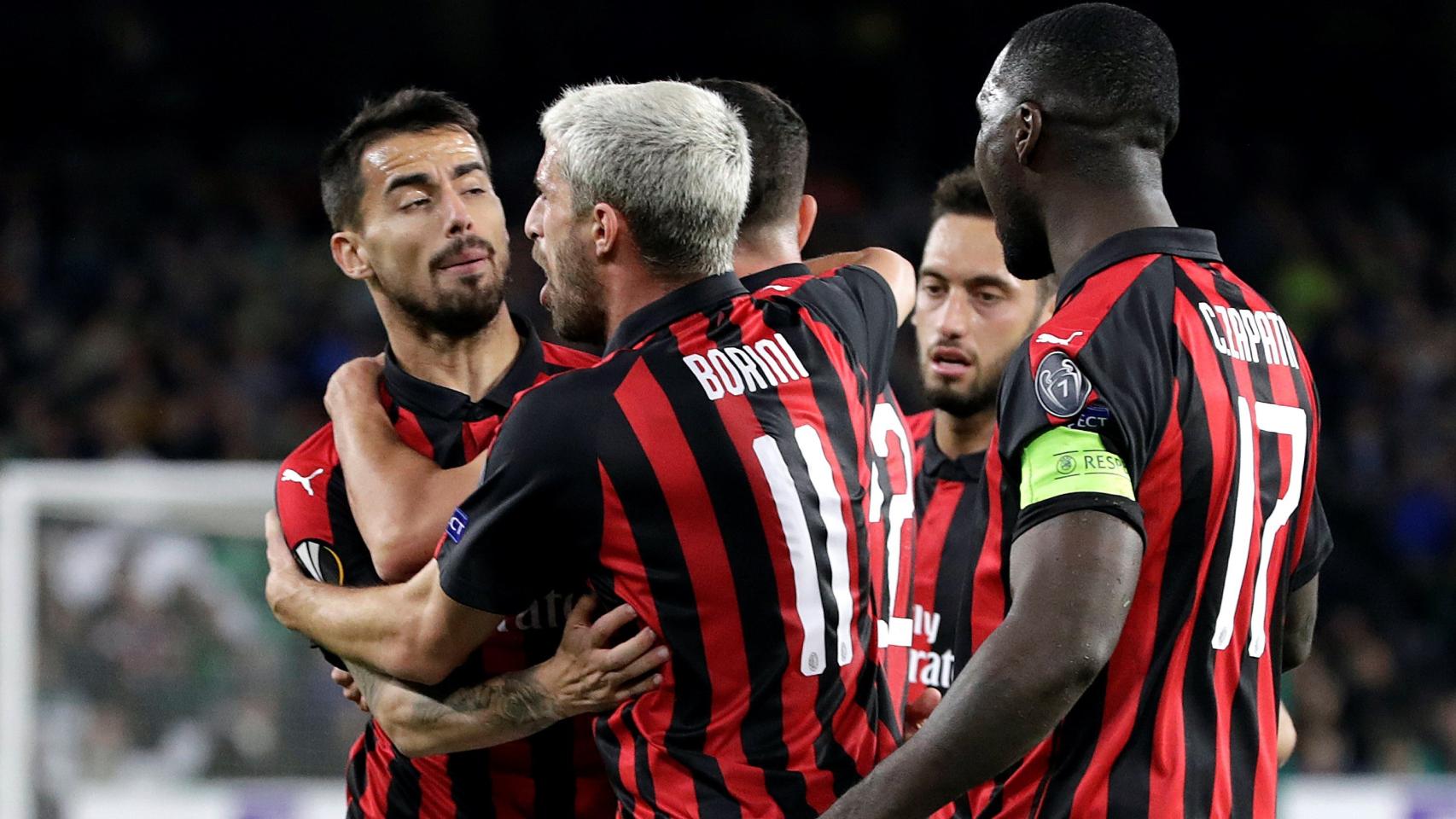 El Milan en un partido de Europa League