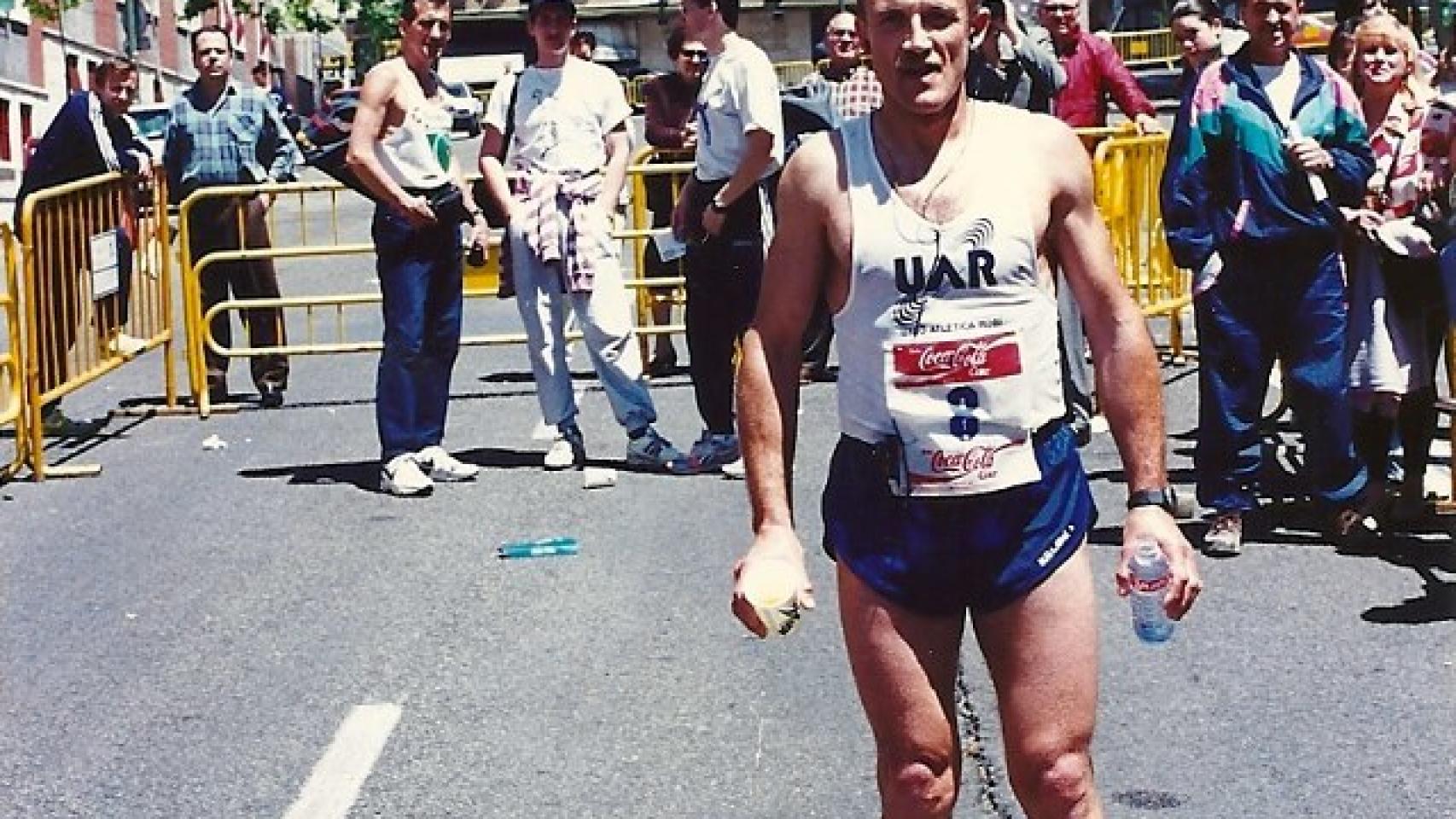 Manuel, antes de correr una maratón.