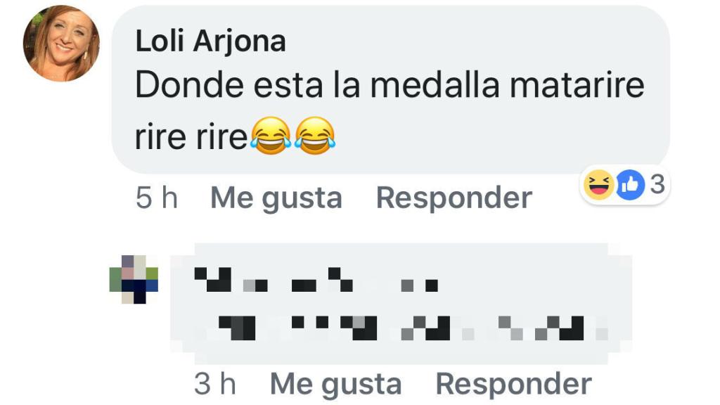 El comentario de Loli Arjona en Facebook