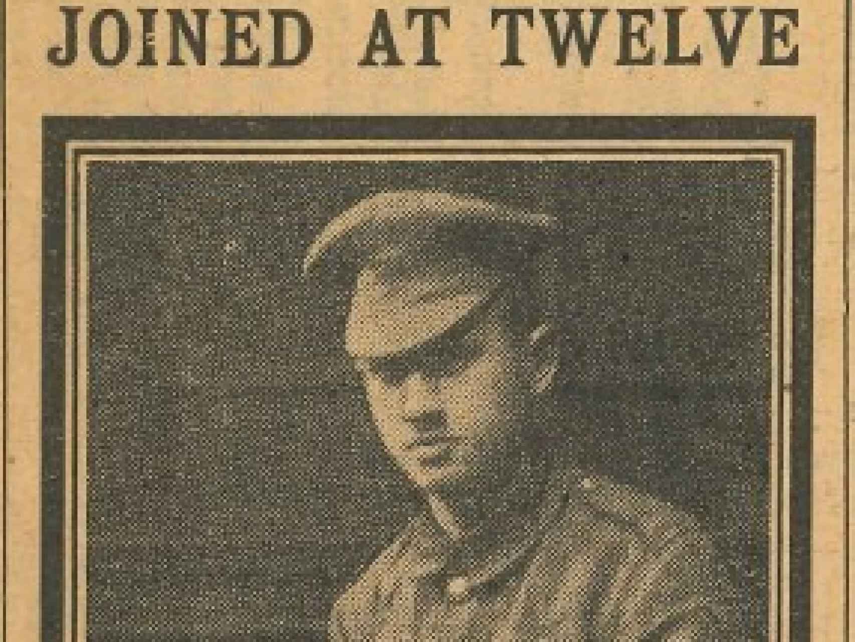 Sidney Lewis, con 12 años, fue el soldado más joven de la I Guerra Mundial.