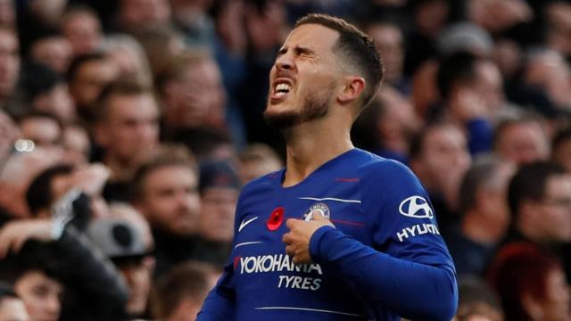 Hazard durante su enfrentamiento ante el Everton