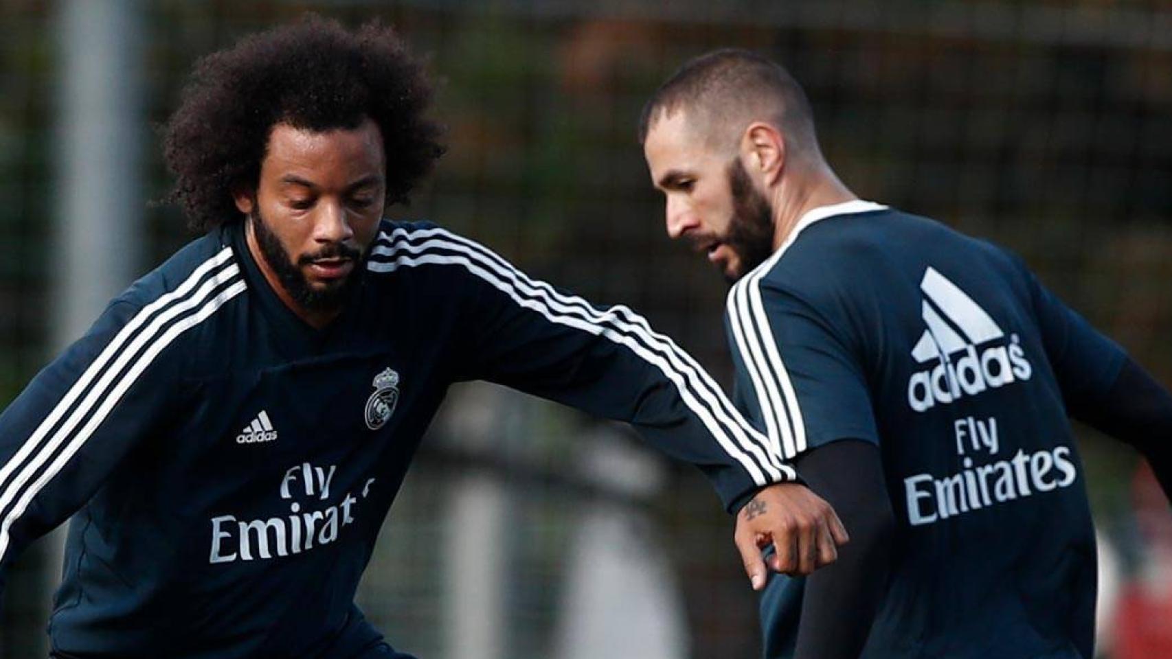 Marcelo y Benzema trabajan en Valdebebas