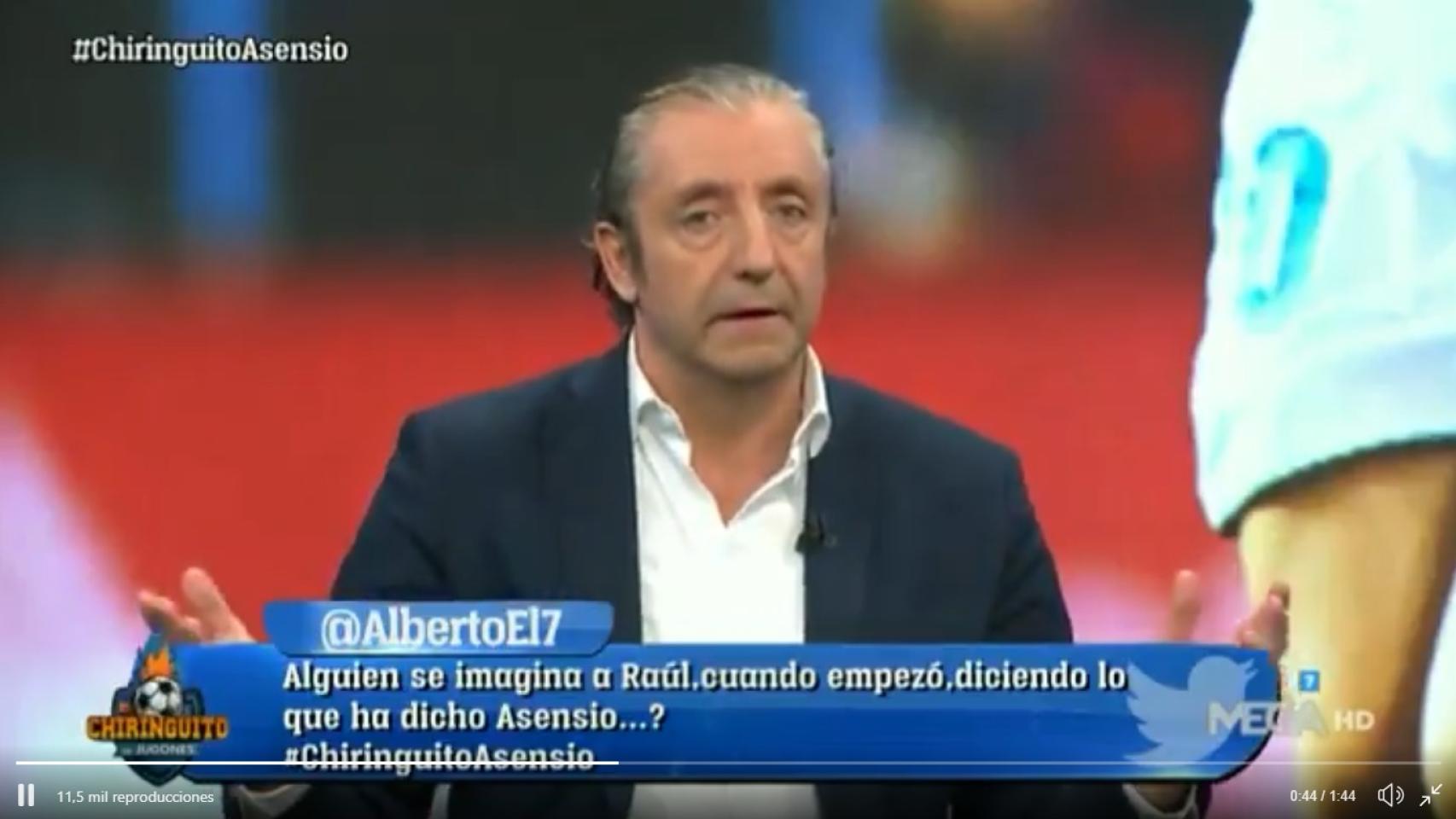 Pedrerol, en El Chiringuito. Foto: Twitter (@elchiringuitotv)