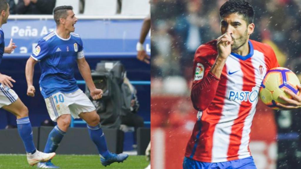 Saúl Berjón y Carlos Carmona. Fotos: realoviedo.es y realsporting.com